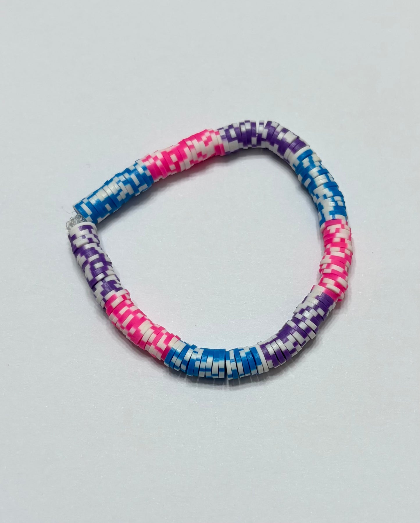 Purple, blue and pink with a little bit of white bracelet