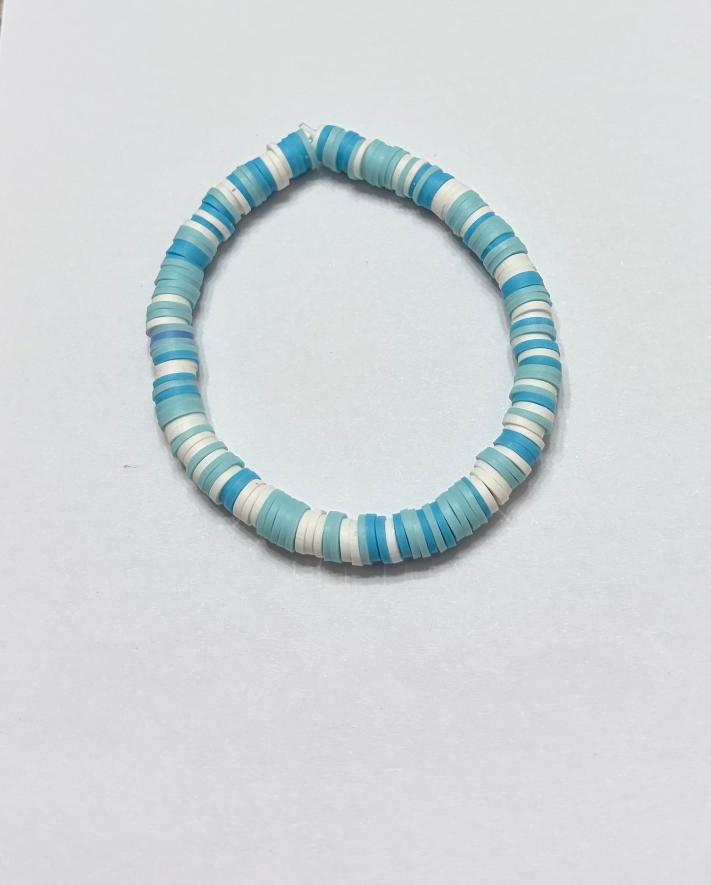 Blue and white clay bead bracelet beach babe