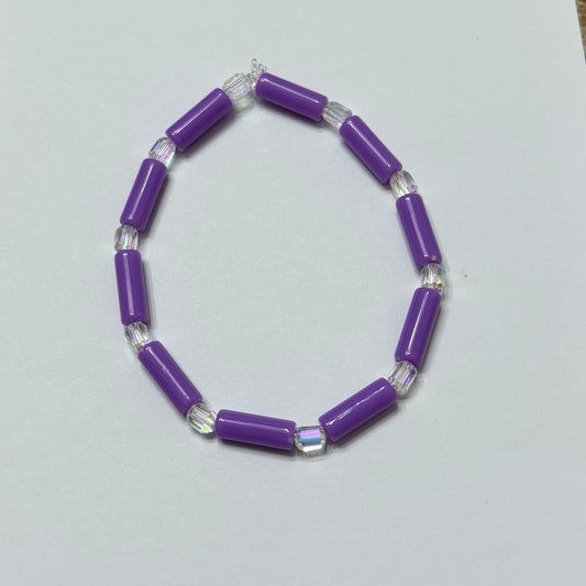 Purple beads with white shining spacers