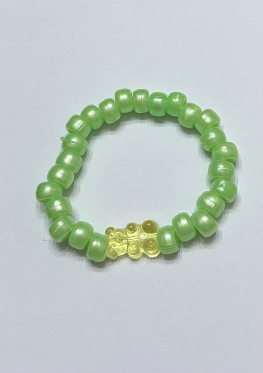 Shiny green with green gummy bear