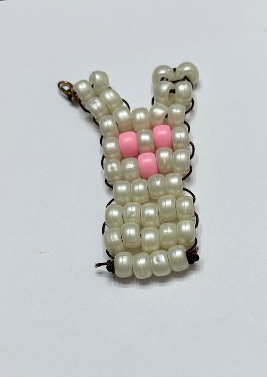 Shiny yellow pony beads with light, pink pony, beads, peep keychain